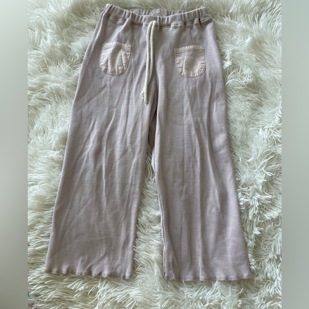 Wild Wawa Pima Cotton ribbed wide leg pants- lavender